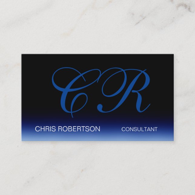 Unique Carte de visite de monogramme bleu noir élé (Devant)