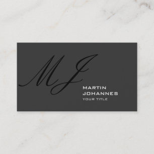 Unique Carte de visite gris monogramme