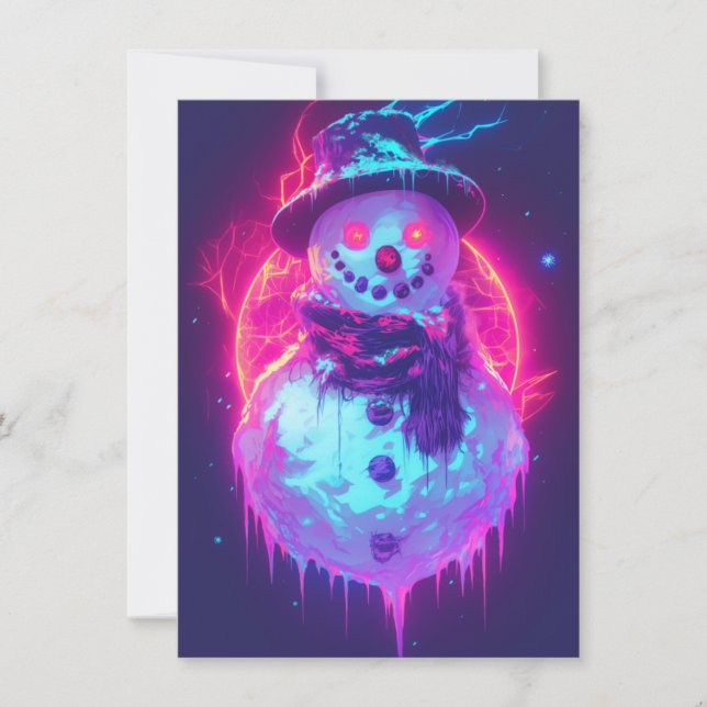 Unique Christmas Cards Cyberpunk Neon Feiertagskarte (Vorderseite)