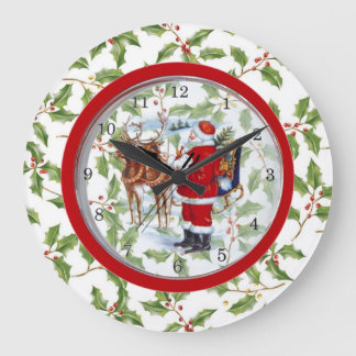 Unique Christmas Clock Santa in Clock Große Wanduhr