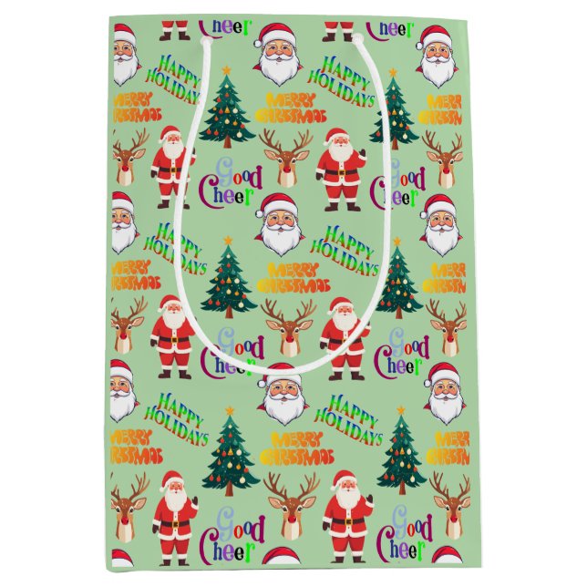 Unique Christmas Pattern Place on Medium Gift Bag Mittlere Geschenktüte (Vorderseite)