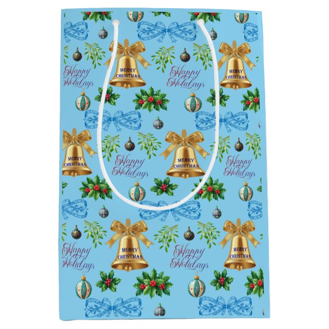 Unique Christmas Pattern Place on Medium Gift Bag Mittlere Geschenktüte (Vorderseite)