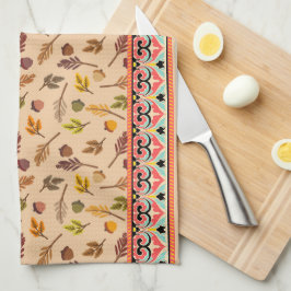 Unique combination autumn pattern Indien frame Geschirrtuch