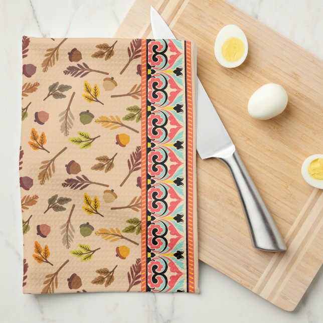 Unique combination autumn pattern Indien frame Geschirrtuch (Viertel Falte)