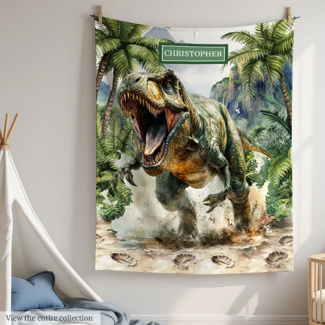 Unique Couverture Dinosaure En Colère Nom Personna (Unique Angry Dinosaur Blanket Custom Name Boys)