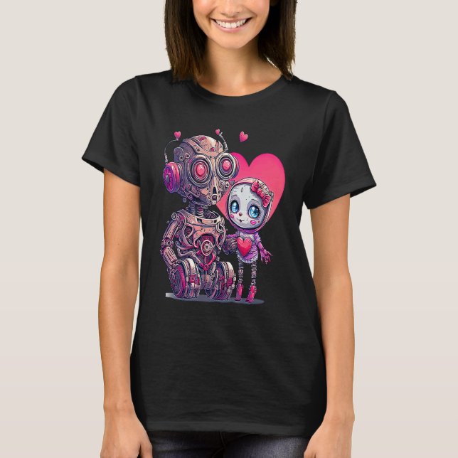 Unique Cute Robot Valentines Day T-Shirt (Vorderseite)