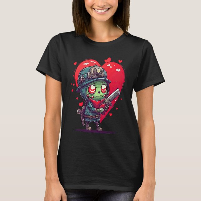 Unique Cute Zombie Valentines Day T-Shirt (Vorderseite)