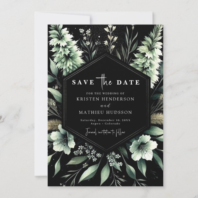 Unique Earthy Typografy Sage Green Wedding Save The Date (Vorderseite)