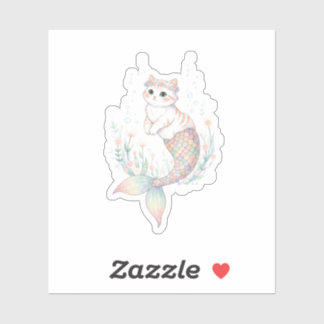 Unique Easter Cat Mermaid Pastel Egg Scale Tail Aufkleber