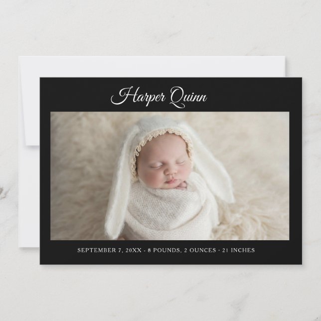Unique Elegant Baby Boy Photo Collage Birth  Ankündigung (Vorderseite)
