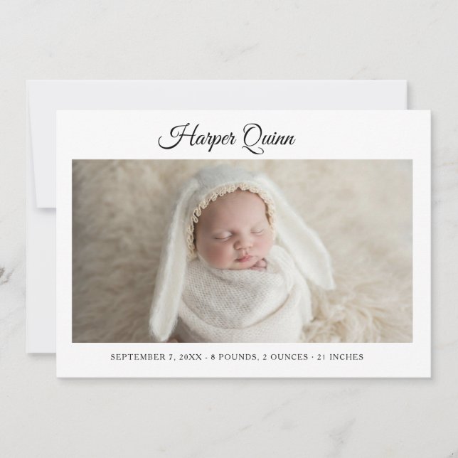 Unique Elegant Baby Boy Photo Collage Birth  Ankündigung (Vorderseite)
