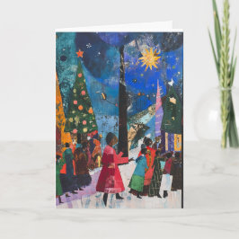 Unique Expressionist Tree Winter Holiday Card Feiertagskarte