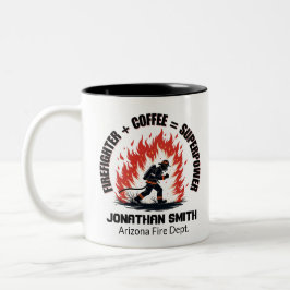 Unique Firefighter or Fireman Coffee Superpower Zweifarbige Tasse