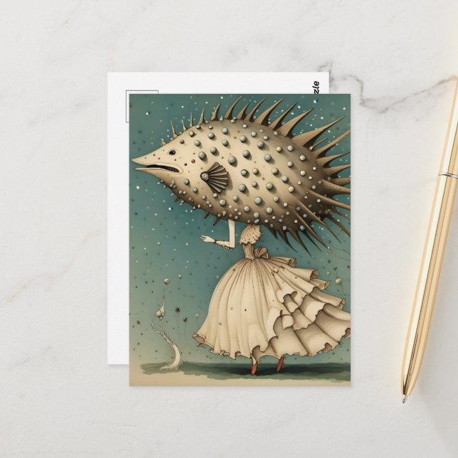 Unique Fish Fashion Postkarte (Vorderseite/Rückseite Beispiel)