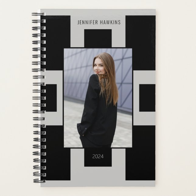 Unique Geometric Black & Gray Women Foto 2024 Planer (Vorderseite)