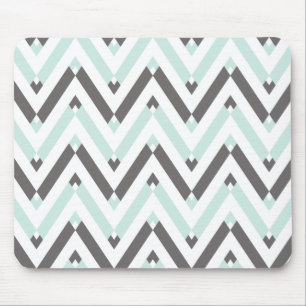Unique Geometrical Light Blue Gray Chevron Pattern Mousepad
