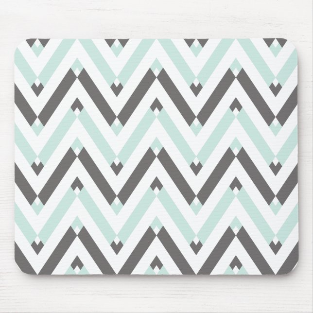 Unique Geometrical Light Blue Gray Chevron Pattern Mousepad (Vorne)