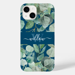 Unique Green Botanic Name Calligraphy Monogram Case-Mate iPhone 14 Hülle