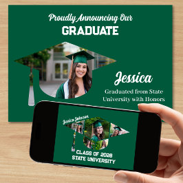 Unique Green Graduate Cap Foto Collage Abschluss Ankündigung