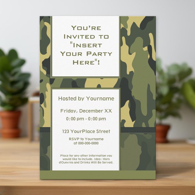 Unique Green Military Camouflage Einladung (Unique Invitation)