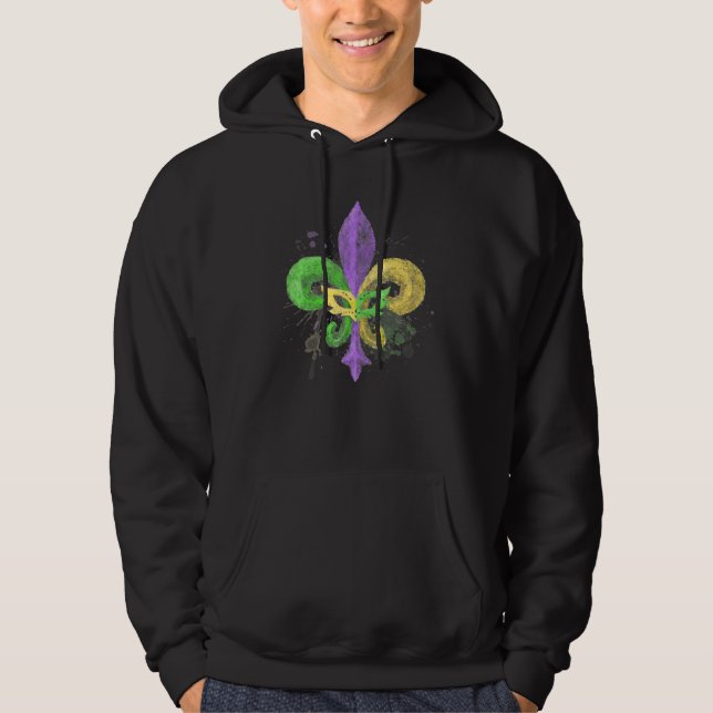 Unique Hand Drawn Fluer De Lis Mardi Gras Carnival Hoodie (Vorderseite)