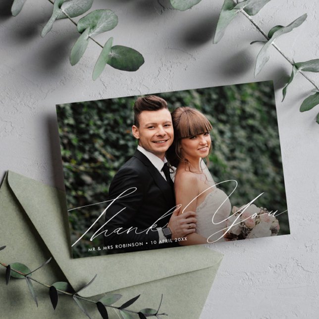 unique hand modern script thank you card postkarte (Von Creator hochgeladen)