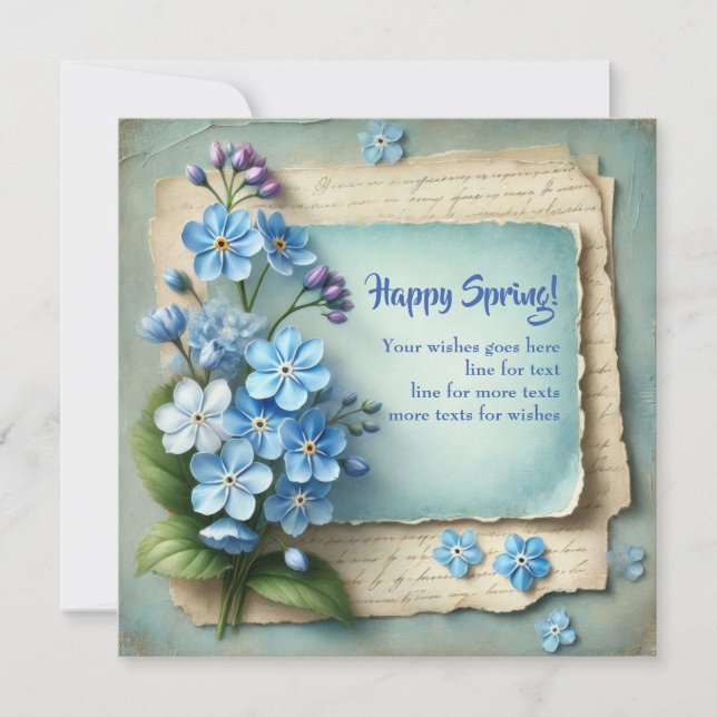 Unique Happy carte de printemps avec oublier ne pa (Devant)