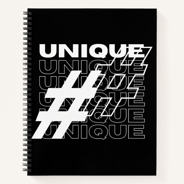 Unique Hashtag Typografie Notizbuch (Vorderseite)