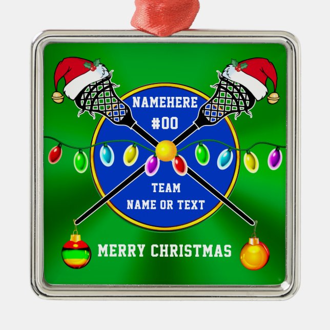 Unique, Lacrosse Christmas Ornaments, Personalized Ornament Aus Metall (Vorne)