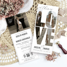 Unique Love Photo Typography Modern 4x9 Wedding Einladung