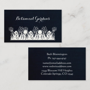 Unique Marine Blue Linen Look Floral Carte de visi