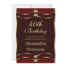 Unique Maroon Red and Gold Geometric Birthday