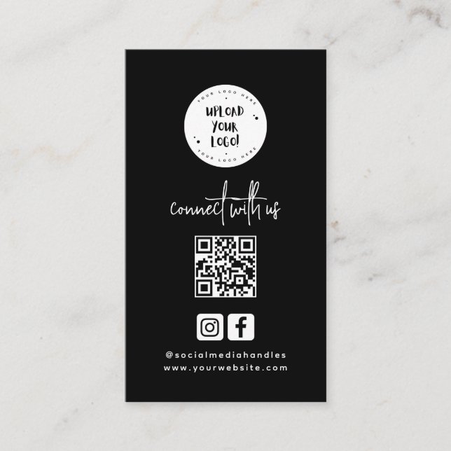 Unique Minimalistisch Black Social Media Qr Code Visitenkarte (Vorderseite)