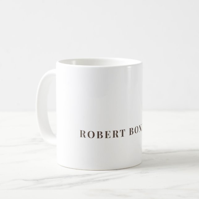 Unique Modern Plain Your Name Minimalist Kaffeetasse (Vorderseite Links)