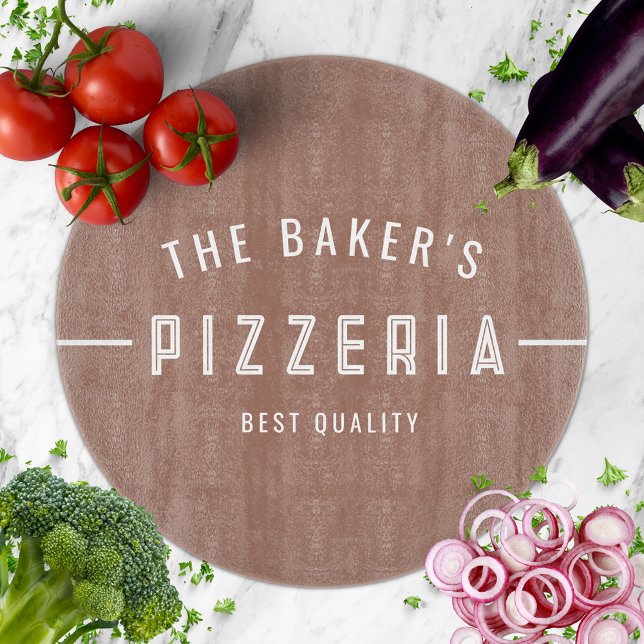 Unique Modern Rustic Family Name Pizzeria Pizza Schneidebrett (Von Creator hochgeladen)