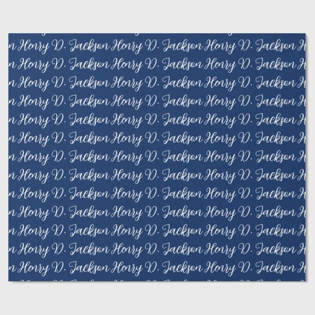 Unique Navy Blue Classical Handwriting Plain Geschenkpapier (Flach)