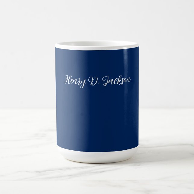Unique Navy Blue Classical Handwriting Plain Kaffeetasse (Mittel)