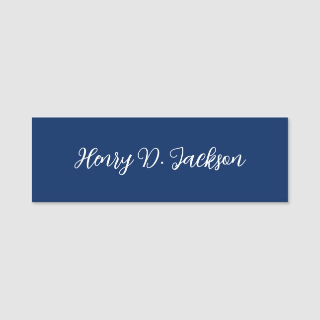 Unique Navy Blue Classical Handwriting Plain Namensschild (Vorderseite)
