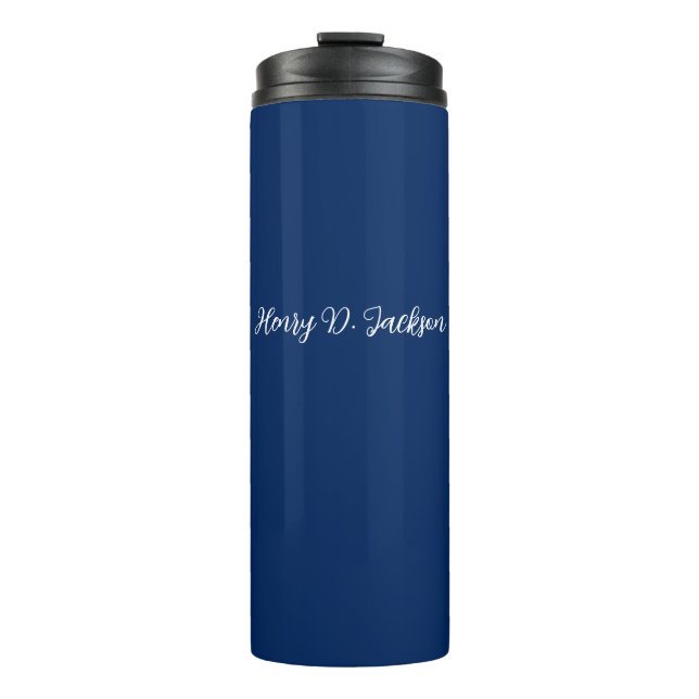 Unique Navy Blue Classical Handwriting Plain Thermosbecher (Vorderseite)