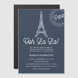 Unique Navy & Gold Eiffel Tower Paris Quinceañera Magneteinladung