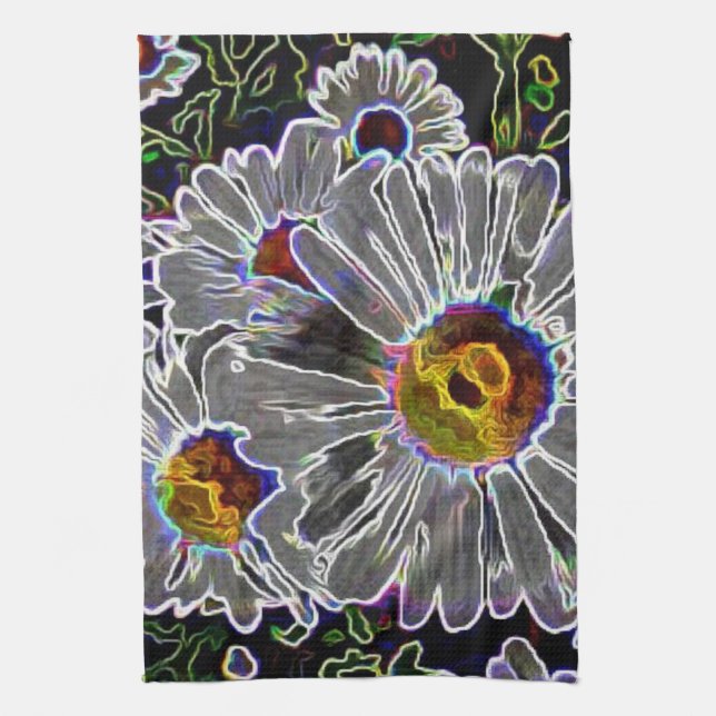 Unique Neon Daisies Geschirrtuch (Vertikal)