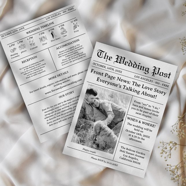 Unique Newspaper Wedding Timeline Einladung (Von Creator hochgeladen)