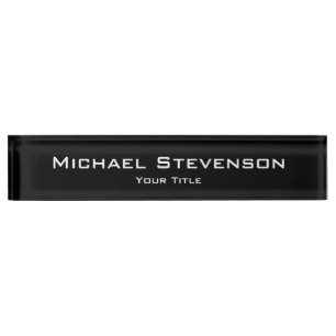Unique Noir Blanc Élégant Moderne Bureau Plaque si