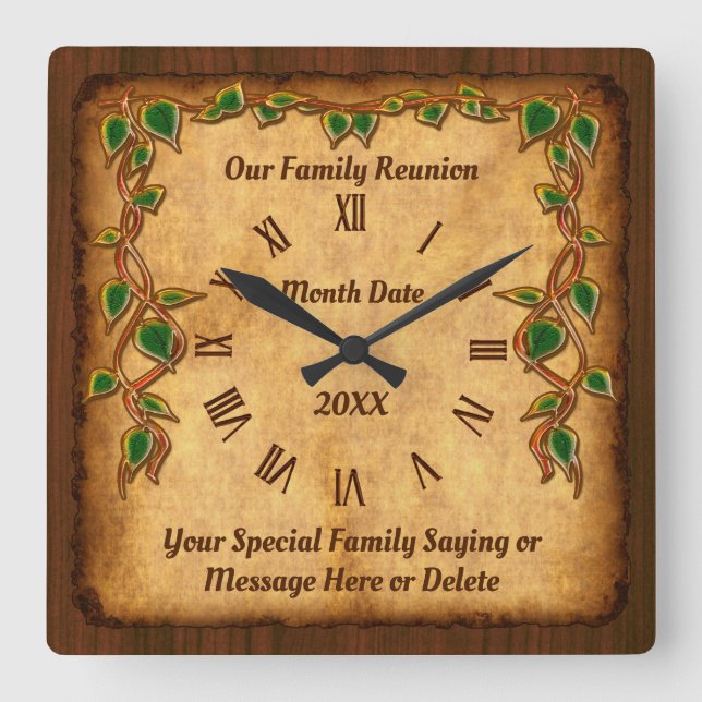 Unique Personalized Family Reunion Gift Ideas Quadratische Wanduhr (Vorderseite)