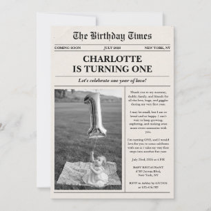 Unique Photo Newspaper Erster Geburtstag Einladung