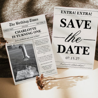 Unique Photo Newspaper Erster Geburtstag Einladung