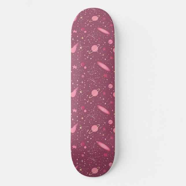 Unique Pink Astrology Design Skateboard (Recto)