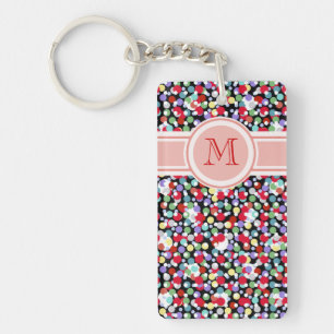 Unique Polka Dots Girly Monogram Schlüsselanhänger