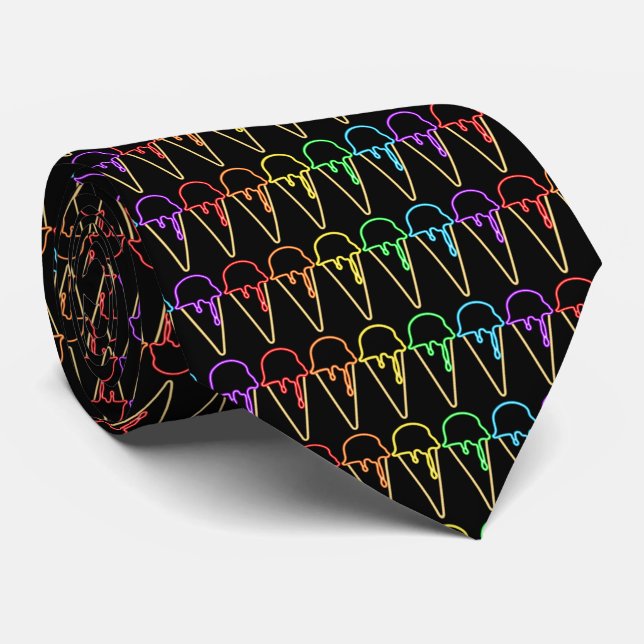 Unique Rainbow Neon Light Ice Creme Cones Muster Krawatte (Gerollt)