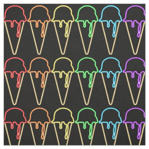 Unique Rainbow Neon Light Ice Creme Cones Muster Stoff